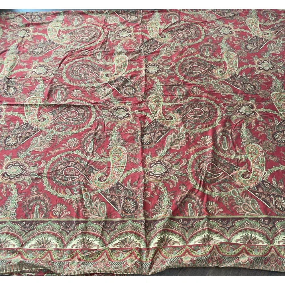 Pottery Barn Caroline Red Paisley King Duvet Cover Cotton With Two Shams